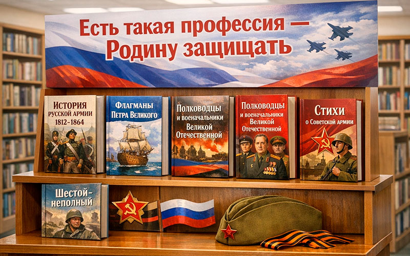 «Есть такая профессия — Родину защищать»: книжная выставка в школьной библиотеке